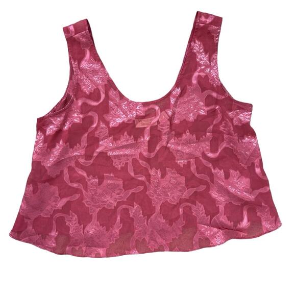 Vintage Victoria’s Secret Gold Label Pink Floral Satin Tank Top Size Large - Picture 1 of 7